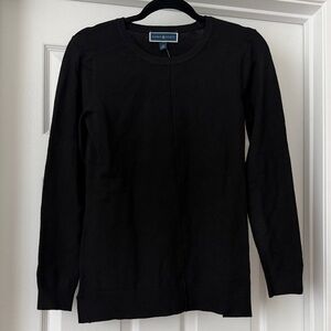 Karen Scott Black Crewneck Pullover with Center Seam